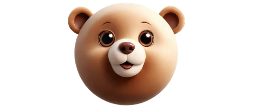 teddy bear logo, cute expression, round face, big eyes, nose and mouth, soft fur, white and brown color, 3D illustration, shiny surface, metallic material, circular composition, centered, morning ligh