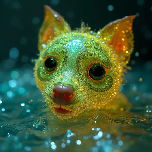 water creature,sea animal,underwater fish,dog in the water,small bubbles,foxface fish