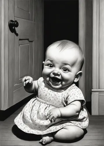 baby laughing,baby smile,baby monitor,baby making funny faces,baby frame,infant,pacifier,cute baby,to laugh,laugh at,ventriloquist,baby's dummy,room newborn,child's frame,magnify glass,baby crawling,funny face,smilie,unhappy child,infant formula,Illustration,Black and White,Black and White 22