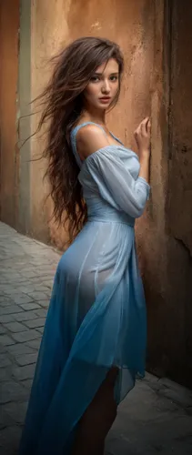 celtic woman,girl in a long dress,image manipulation,photoshop manipulation,mazarine blue,girl walking away,passion photography,woman walking,little girl in wind,girl in a historic way,photo manipulation,photomanipulation,girl in cloth,portrait photography,mystical portrait of a girl,blue enchantress,digital compositing,gracefulness,flamenco,portrait photographers