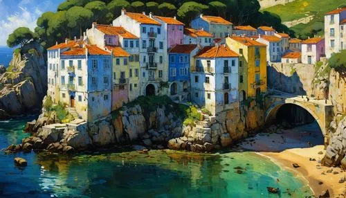 dubrovnic,dubrovnik city,portofino,kastelorizo,liguria,skopelos,popeye village,parga,krasselt,ligurian,algar,levanto,asinof,seaside resort,coastal landscape,tramuntana,costa brava,delamare,ponsa,karadassiou,Art,Artistic Painting,Artistic Painting 32