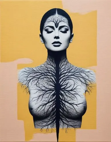 Painting Abstract Body Art Oil Painting,blumenfeld,rankin,shobana,gold paint strokes,female body,geisha girl,lymphatic,african art,geisha,tusche indian ink,thick paint strokes,gold paint stroke,oshun,