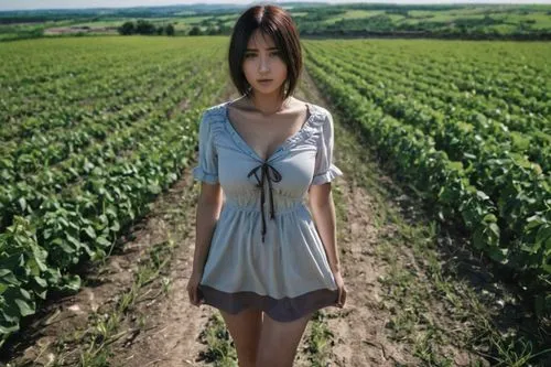 country dress,farm girl,yamada's rice fields,countrygirl,corn field,potato field,cornfield,fields,farm background,girl in a long dress,farmer,grain field panorama,girl in the garden,in the field,crops,green fields,torn dress,cropland,straw field,farmland,Photography,General,Natural