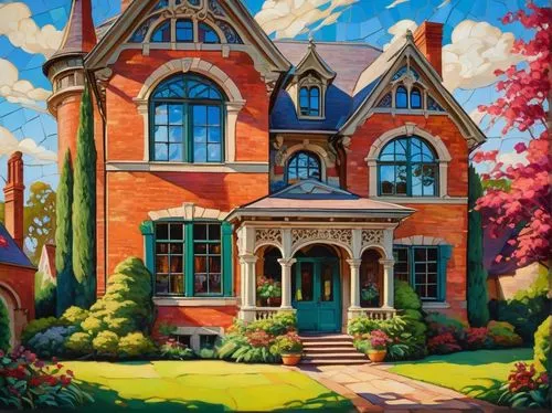 victorian house,house painting,two story house,kleinburg,beautiful home,villa,home landscape,pei,victorian,country estate,country house,large home,old victorian,houses clipart,woman house,maplecroft,brick house,family home,dreamhouse,private house,Conceptual Art,Oil color,Oil Color 25