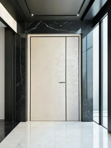 现代极简建筑室内玄关出口场景，大理石岩板，,metallic door,levator,marble texture,steel door,marble,hinged doors,elevators,elevator,marble pattern,travertine,room door,door,mies,marazzi,polished granite,the door,enfilade,do