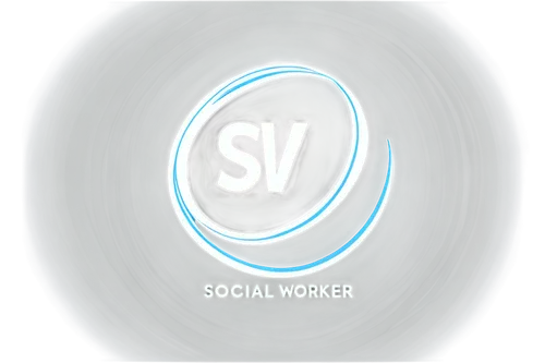 Social worker logo, solo, icon, blue and white theme, circular shape, stylized font, bold lines, simple design, professional look, 3D effect, metallic texture, subtle shadow, centered composition, sof