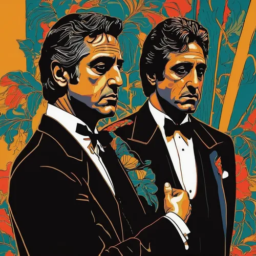 godfather,gentleman icons,grooms,business icons,vector illustration,wedding icons,the men,suits,mafia,businessmen,sherlock holmes,vector graphic,two face,bond,in pairs,artists of stars,cool pop art,adobe illustrator,wright brothers,vector art,Illustration,Black and White,Black and White 19