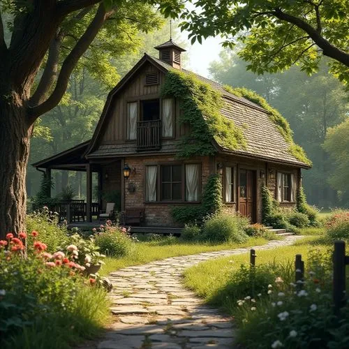 summer cottage,country cottage,house in the forest,little house,cottage,danish house,small house,wooden house,home landscape,traditional house,small cabin,lonely house,farm house,miniature house,beautiful home,country house,farmhouse,ancient house,forest house,thatched cottage,Photography,General,Realistic