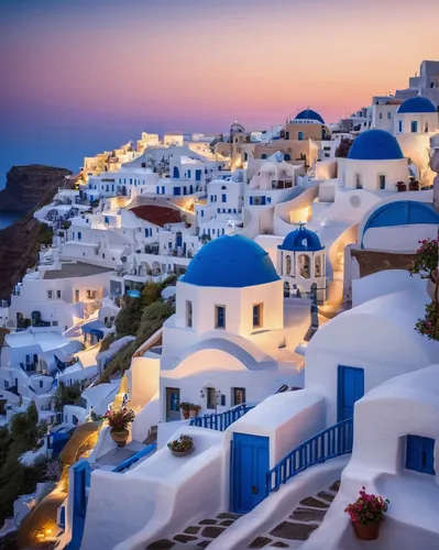 When you picture Greece, you picture Santorini. Its blue and white houses and cobblestone paths are what holiday dreams are made of.,greek island,greek islands,santorini,greece,hellenic,mykonos,greek 