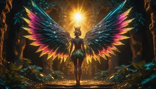 archangel,garuda,faerie,light bearer,faery,fire angel,fairy peacock,angel,the archangel,guardian angel,the pillar of light,angelology,angel wing,winged heart,fae,fantasia,fallen angel,child fairy,angel wings,aporia,Illustration,Realistic Fantasy,Realistic Fantasy 02