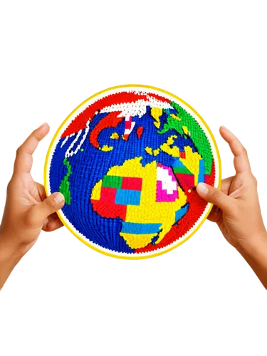 Vibrant logo, multicultural theme, globe shape, various national flags integrated, diverse patterned fabrics, colorful beads, intertwined hands, smiling faces of different races, bright lighting, soft