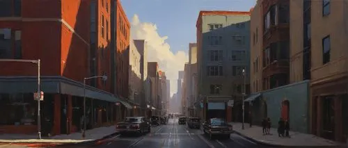 narrow street,weisman,esb,mcquarrie,soho,sidestreet,street scene,esquina,old linden alley,city scape,waterstreet,street canyon,greystreet,tribeca,sowa,ciudad,cloudstreet,alleyway,cityscapes,cityscape,Conceptual Art,Oil color,Oil Color 12