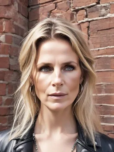 Alexandra, Baroness of Buxdehude on the day of her wedding,blonde haired woman wearing black leather jacket near brick wall,hauserman,klesko,romijn,stana,ulrika,tereshchuk,Photography,Realistic