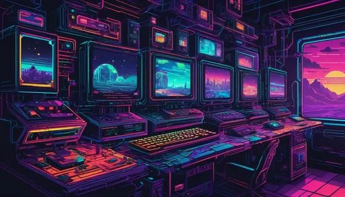 computer room,game room,ufo interior,neon ghosts,arcade,scifi,80's design,80s,spaceship space,retro background,cyberpunk,space port,arcades,arcade games,trip computer,laboratory,cyberspace,playing room,retro styled,vapor,Photography,Fashion Photography,Fashion Photography 18