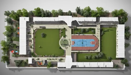 3D Floorplan of Breckenridge Community Center,basketball court,tennis court,school design,outdoor basketball,the court,3d rendering,sport venue,bird's-eye view,paddle tennis,floorplan home,shenzhen vo