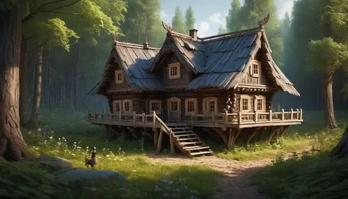 house in the forest,forest house,little house,wooden house,lonely house,witch's house,small house,summer cottage,log cabin,small cabin,log home,cottage,house with lake,house in the mountains,house in mountains,tree house,dreamhouse,cabin,the cabin in the mountains,treehouses,Conceptual Art,Fantasy,Fantasy 11