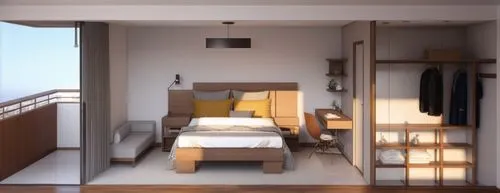 japanese-style room,habitaciones,modern room,bedroom,3d rendering,hallway space,Photography,General,Realistic