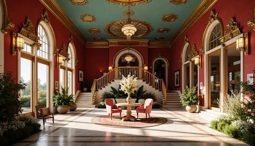 royal interior,entrance hall,foyer,cliveden,hallway,orangery,ritzau,ornate room,brodsworth,cochere,peterhof palace,philbrook,entranceway,victorian room,residenz,hermitage,conservatory,wedding hall,orangerie,grandeur