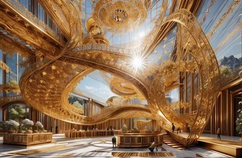 fractals art,versailles,ornate room,karchner,opulently,marble palace,cochere,lachapelle,gold castle,3d fantasy,baroque,europe palace,alcazar of seville,opulence,opulent,royal interior,fractalius,fractal environment,orchestrion,dragon palace hotel