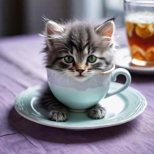 tea party cat,cat drinking tea,cat coffee,teacup,cup and saucer,teatime,Conceptual Art,Sci-Fi,Sci-Fi 02