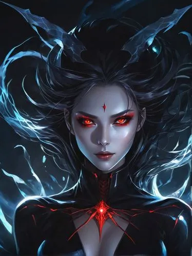 medusa,scarlet witch,devil,evil woman,fire siren,widowmaker,fire red eyes,vampire woman,medusa gorgon,jaya,shiva,vampire lady,symetra,widow,cg artwork,the enchantress,red eyes,siren,darth talon,goddess of justice,Conceptual Art,Sci-Fi,Sci-Fi 10