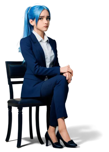 franziska,konan,business woman,karou,riska,portrait background,blue background,business girl,businesswoman,transparent background,sitting on a chair,chairwoman,blur office background,secretarial,takane,manami,sakka,iida,blue hair,aqua,Photography,Fashion Photography,Fashion Photography 24