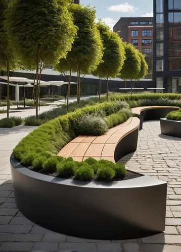 garden bench,landscape design sydney,landscaped,japanese zen garden,3d rendering,corten steel,Photography,General,Natural