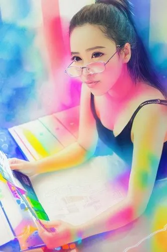 BOKEH, HIGH DEFINITION, COLOR 30,rainbow pencil background,girl at the computer,girl studying,colored pencil background,photoshop school,rainbow background,women in technology,digital compositing,grap