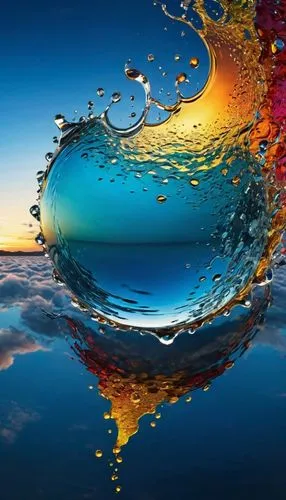 colorful water,colorful glass,splash photography,sea water splash,reflection in water,water splash,Art,Classical Oil Painting,Classical Oil Painting 08