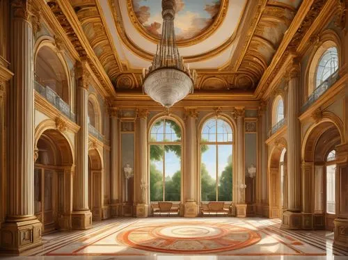 ballroom,ornate room,cochere,marble palace,entrance hall,royal interior,neoclassical,grandeur,mirogoj,palladianism,ballrooms,hall of the fallen,ritzau,europe palace,neoclassicism,hall of nations,bahai,breakfast room,dandelion hall,empty interior,Art,Classical Oil Painting,Classical Oil Painting 36