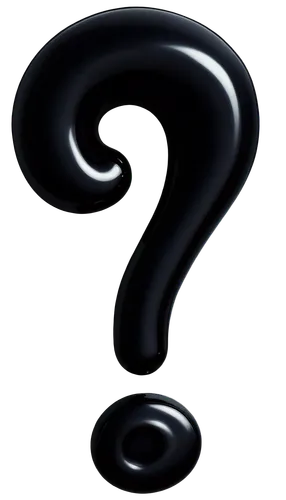 ?, white background, solo, question mark symbol, bold black outline, 3D effect, glossy surface, close-up shot, high contrast, bright lighting, central composition, simple texture, pop art style.,a bla