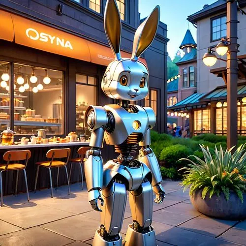 symetra,new york restaurant,jack rabbit,deco bunny,restaurants,minibot,fine dining restaurant,a restaurant,diner,jackrabbit,cybernetics,cyberpunk,chat bot,bistro,wood rabbit,gray hare,electric donkey,3d rendered,restaurant,japanese restaurant,Anime,Anime,Cartoon