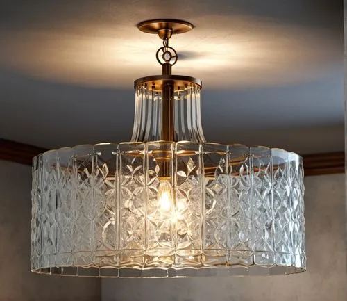 a clear chandelier light that is hanging from a ceiling,ceiling lamp,chandeliered,ceiling light,chandeliers,chandelier,sconce,Photography,General,Realistic