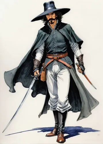 quarterstaff,pandero jarocho,gaucho,conquistador,guy fawkes,musketeer,gunfighter,pilgrim,the sandpiper general,ratonero bodeguero andaluz,lando,cape dutch,male character,ranger,the wanderer,naval officer,pirate,don quixote,el capitan,black pete,Illustration,Japanese style,Japanese Style 10