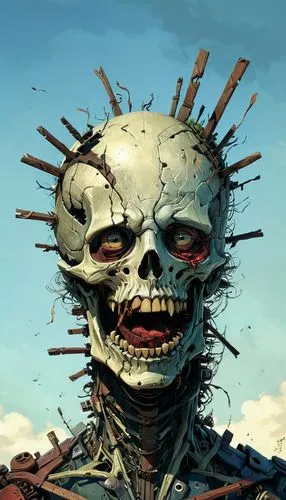 endoskeleton,pinhead,death head,panhead,vintage skeleton,deadhead,Illustration,Realistic Fantasy,Realistic Fantasy 28