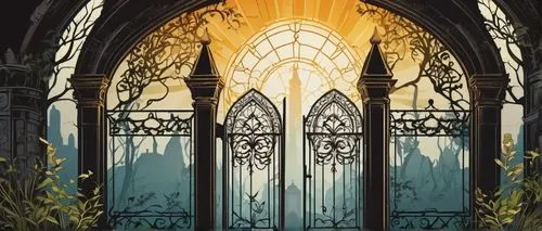 stained glass windows,stained glass window,stained glass,thingol,doorways,church windows,hall of the fallen,portal,haunted cathedral,church door,sanctuary,threshhold,sanctum,gondolin,doorway,church window,cathedral,the threshold of the house,tabernacles,sepulchres,Unique,Design,Sticker