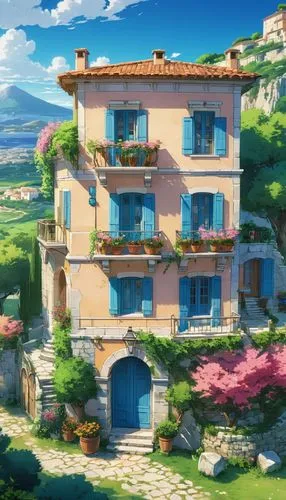 machico,meteora,ghibli,violet evergarden,bougainvilleans,yazaki,zagaria,ouranoupoli,sky apartment,studio ghibli,tramuntana,yoshikuni,tuscan,butka,casabella,dreamhouse,beautiful home,kazoku,house in the mountains,home landscape,Illustration,Japanese style,Japanese Style 03