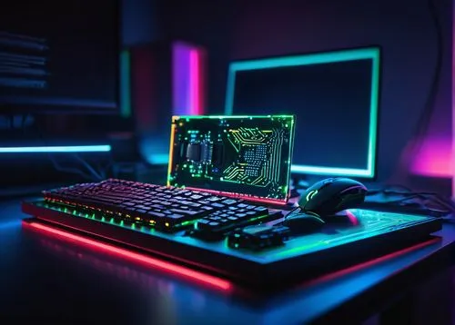 rgb,voxel,colored lights,computerized,3d render,cyberscene,computable,desk,pc,computer graphic,computer art,computer workstation,aesthetic,game light,deskjet,lumo,razer,retro styled,leds,cyberpatrol,Art,Artistic Painting,Artistic Painting 27