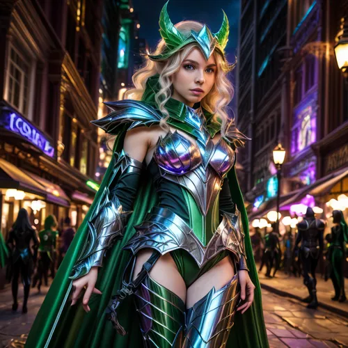 fantasy woman,the enchantress,goddess of justice,cosplay image,loki,elf,sorceress,caerula,cosplayer,fantasy warrior,show off aurora,lux,huntress,nova,venera,fantasia,green aurora,aurora,female warrior,violet head elf