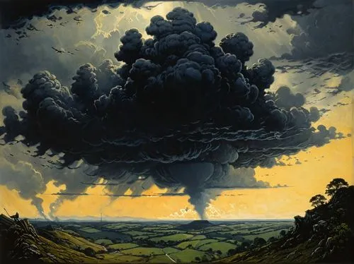 eruption,the eruption,burchfield,mushroom cloud,volcanic eruption,tormenta,Conceptual Art,Daily,Daily 09