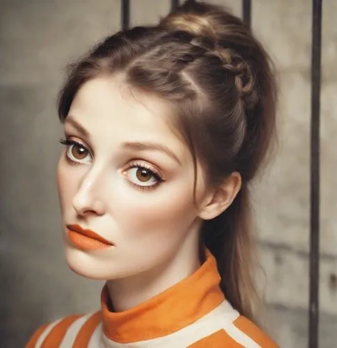 vintage makeup,orange,orange color,orange half,french silk,harlequin,make-up,fawn,british actress,bright orange,make up,orange robes,makeup,retro woman,applying make-up,orange eyes,tangerine,aperol,murcott orange,updo,Photography,Cinematic