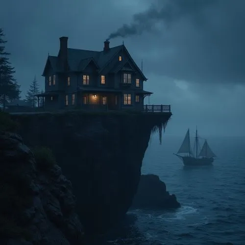 dreamhouse,house by the water,house of the sea,ghost ship,ghost castle,lonely house