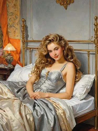 woman on bed,odalisque,mademoiselle,perugini,girl in bed,greuze,Art,Classical Oil Painting,Classical Oil Painting 42