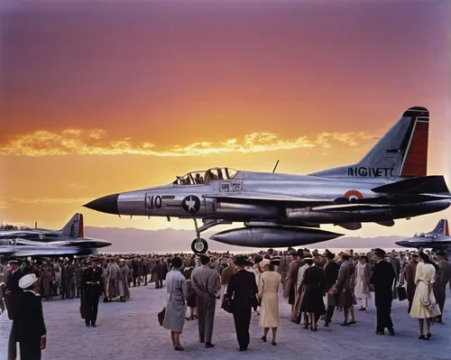 Golden Hour in Midway  (SOLD),convair b-58 hustler,convair f-102 delta dagger,lockheed t-33,mcdonnell douglas f-4 phantom ii,northrop f-89 scorpion,north american f-86 sabre,northrop t-38 talon,supers