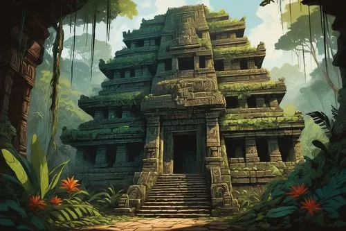 tikal,ancient house,ancient city,ancient buildings,yavin,rathas,mayan,angkor,tempel,artemis temple,ancient building,pakal,temple,banteay,temples,vimana,asian architecture,ancient ruins,ancient,ancients,Illustration,Realistic Fantasy,Realistic Fantasy 23