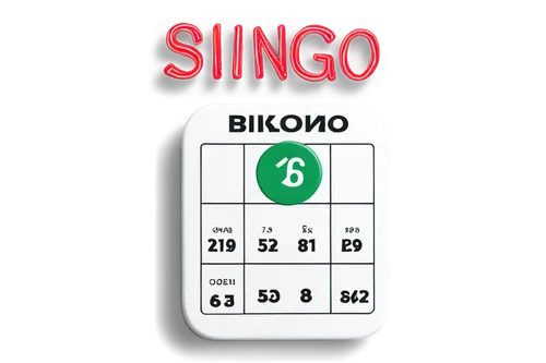 Bingo card, square shape, white background, colorful numbers, bold font, shiny surface, 3D effect, detailed textures, metallic clip, rounded corners, soft shadows, overhead lighting, flat lay composit