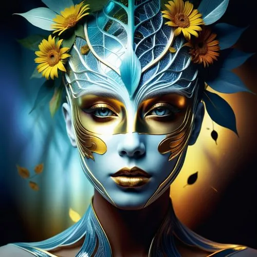 amazing fractal,a painting of a woman with flowers on her head,oshun,fantasy art,diwata,elven flower,bodypainting,faerie,Photography,Artistic Photography,Artistic Photography 08