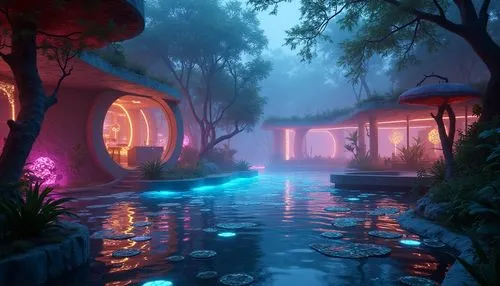 futuristic landscape,spa,baoli,underwater oasis,fantasy landscape,koi pond,lagoon,hotsprings,shaoming,aqua studio,shambhala,bathhouse,sansar,teahouse,environments,sanctum,fairy village,oasis,bathhouses,resort,Photography,General,Realistic