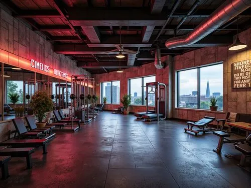 fitness room,fitness center,fitness facility,taproom,bar stools,clubroom,leisure facility,lounges,seating area,brewhouse,brewpub,rain bar,loft,barstools,zollverein,gansevoort,changkat,groundfloor,empty interior,eatery