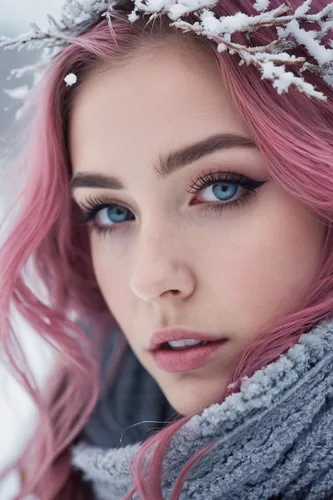 winter background,ice princess,winterblueher,the snow queen,pink beauty,ice queen,elsa,fringed pink,romantic look,winter rose,winter hat,winter dream,winter cherry,white rose snow queen,pink hair,winter magic,snowflake background,beanie,wintry,white fur hat,Photography,General,Natural